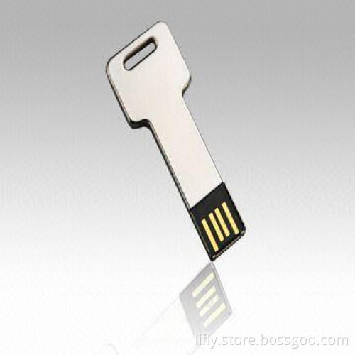 Key USB Flash Drives with Metal Housing, Comes in Silver Color